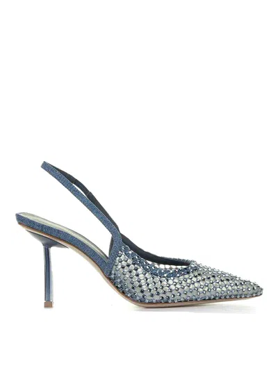 Le Silla Gilda 80mm Crystal-embellished Denim Pumps In Blue