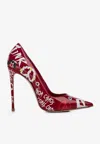 Le Silla Punk 120 Graffiti Pointed Pumps In Patent Leather In Red