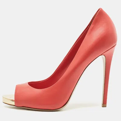 Le Silla Red Leather Gabry Peep Toe Pumps