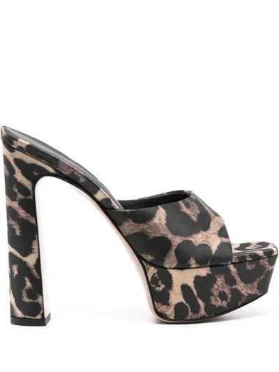 Le Silla Resort 140mm Leopard-print Mules In Neutrals