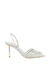 Le Silla Grey Leather Heels In Blue