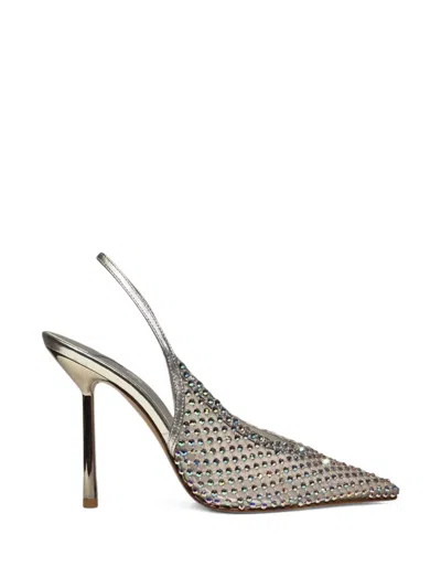 Le Silla Rhinestone Sling-back Heeled Sandals In Gray