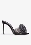 Le Silla Rose 100mm Crystal-embellished Mules In Black