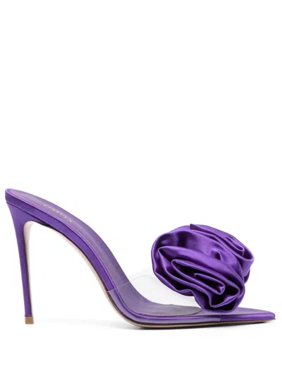 Le Silla Rose 110mm Floral-appliqué Sandals In Purple