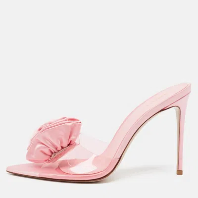 Pre-owned Le Silla Rose Applique Size 40 Pink Pvc And Satin Slide Sandals