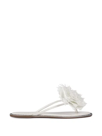 Le Silla Rose Flat Sandals In White