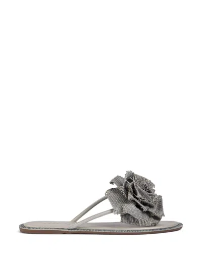 Le Silla Rose Floral-embellishment Sandals In Gray
