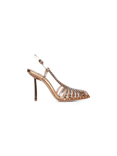 Le Silla Rose Gold Cage Pins 100 Crystal Slingback
