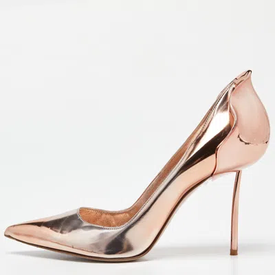Pre-owned Le Silla Rose Gold Leather Petalo Pumps Size 41