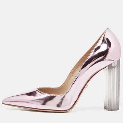 Pre-owned Le Silla Rose Pink Mirror Leather Fergie Iris Pumps Sizes 37.5