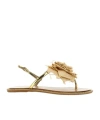 Le Silla 'flat Sandals Embellished With Flowers And Metallic Finish' In Nude