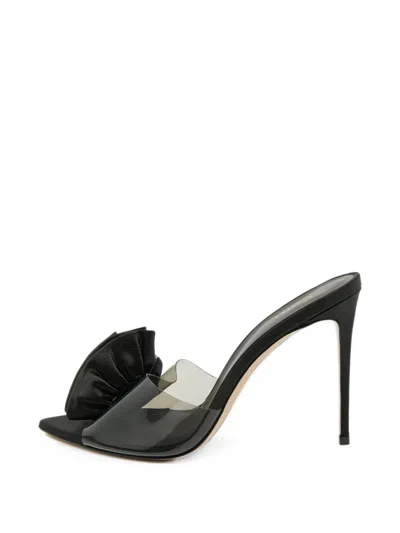 Pre-owned Le Silla Rose-appliqué Sandals In Black