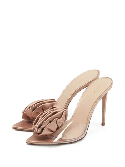 Pre-owned Le Silla Rose-appliqué Transparent Sandals In Neutrals