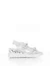 Le Silla Sandal In White Lace And Rhinestones In White