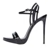 Le Silla Gwen Sandals In Black Patent Leather In Nero Neri E Grigi