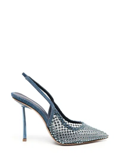 Le Silla Gilda Jewel Fishnet Slingback Pump In Blue