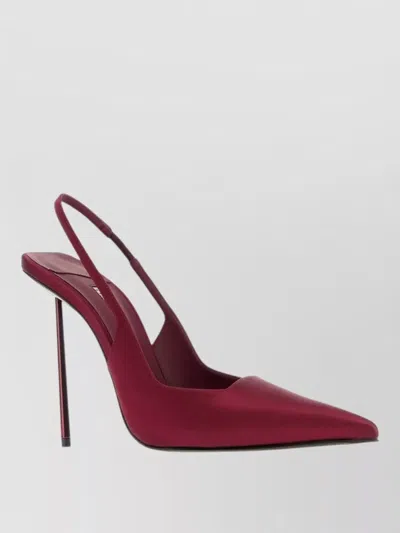 Le Silla Satin Amelia Pumps Pointed Toe Slingback In Burgundy