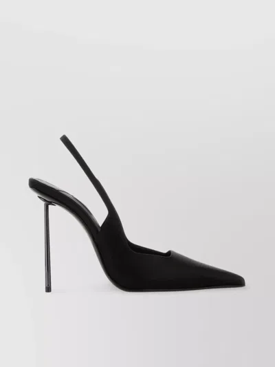 Le Silla Satin Chanel Amelia Pumps In Black