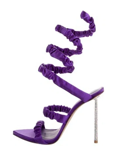 Pre-owned Le Silla Satin Gladiator Sandals In Purple