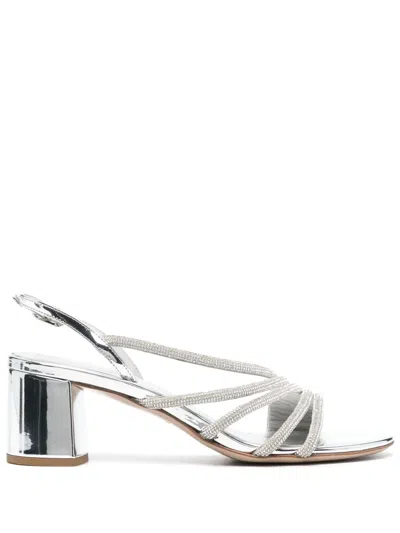Le Silla Scarlet 60mm Leather Sandals In Silver
