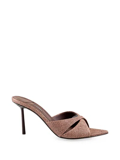 Le Silla Shirley Woven Crossover-strap Heeled Sandals In Brown