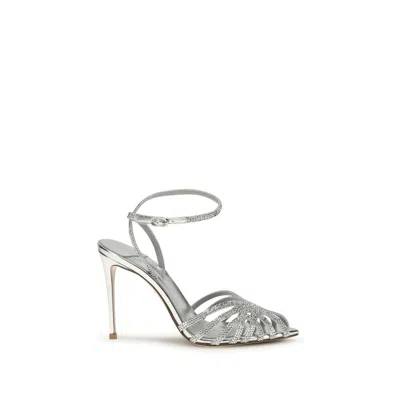 Le Silla Silver Calf Leather Bos Taurus Stiletto Heel Women's Sandals