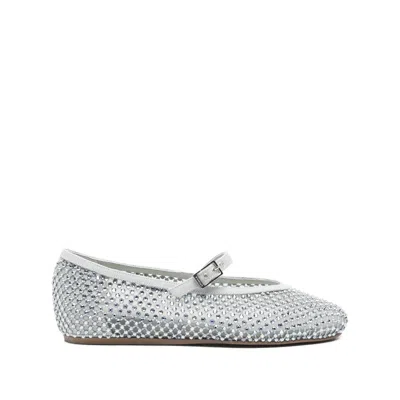 Le Silla Silver Embellished Ballerina Flat In Multi