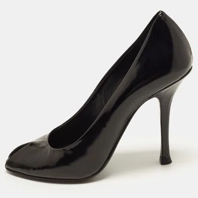 Pre-owned Le Silla Size 35 Black Patent Leather Peep Toe Pumps