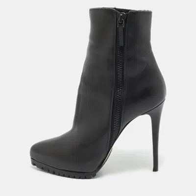 Pre-owned Le Silla Size 38 Black Leather Ankle Length Boots