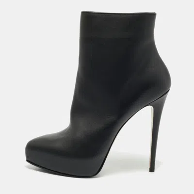 Pre-owned Le Silla Size 38 Black Leather Ankle Length Boots
