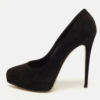 Pre-owned Le Silla Size 38 Black Suede Platform Pumps