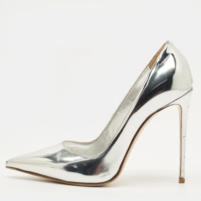 Pre-owned Le Silla Size 38 Silver Leather Pointed Toe Pumps