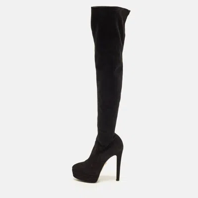 Pre-owned Le Silla Size 39 Black Suede Knee Length Boots