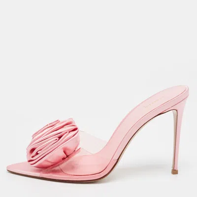 Pre-owned Le Silla Size 40 Pink Pvc And Satin Slide Sandals