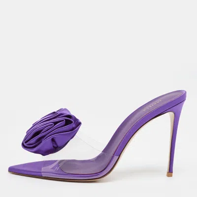 Pre-owned Le Silla Size 40 Transparent/purple Pvc And Satin Kamala Slide Sandals