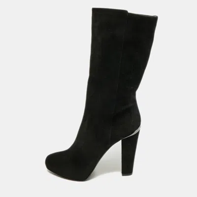 Pre-owned Le Silla Size 41 Black Suede Mid Calf Length Boots