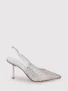 Le Silla Gilda 80 Crystal-embellished Slingback Pumps In Argento