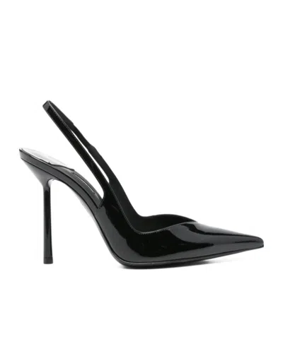 サンダル・ミュール LE SILLA Black satin Chanel Amelia pumps Le Silla Satin Chanel Amelia Pumps In Black | ModeSens