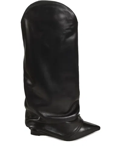Le Silla Slouch Leather Boots In Black