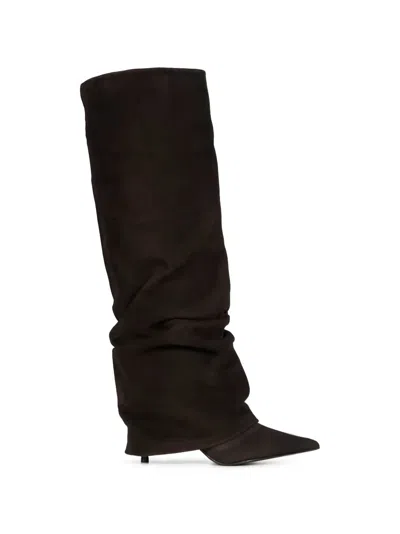 Le Silla Slouchy Pointed-toe Boots In Brown