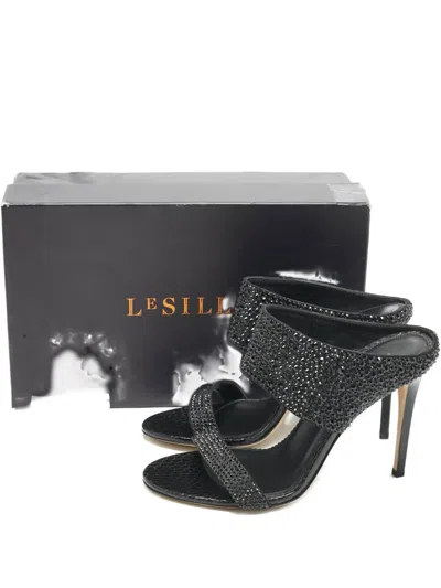 Pre-owned Le Silla Snakeskin-embossed Sandals In Black