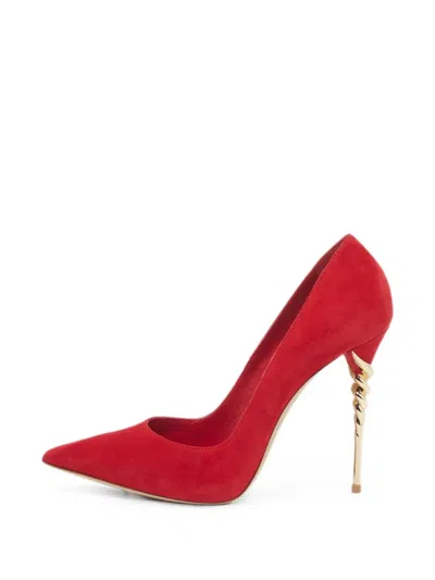 Pre-owned Le Silla Spiral Suede Pumps In Red