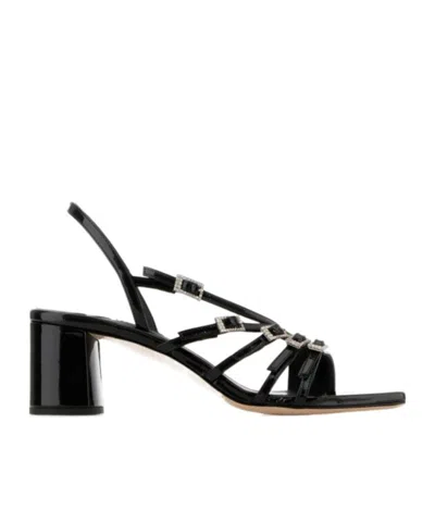 Le Silla Black Leather Scarlet Kabir Sandals
