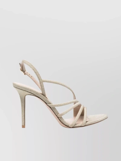 Le Silla Strappy Metallic Leather Heeled Sandals In Cream