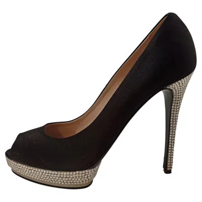 Pre-owned Le Silla Strass Open Toe Size 38 1/2 In Black