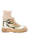 Le Silla Studded Bi-material Ankle Boots In Dorado