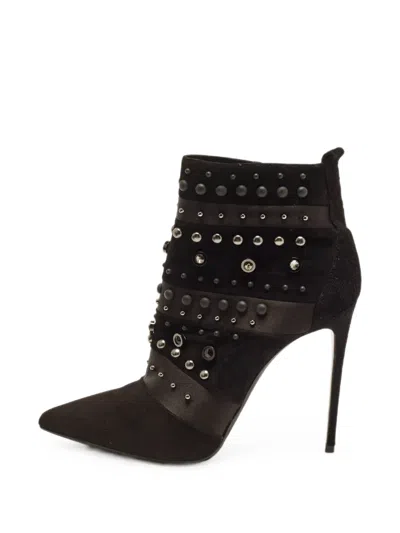 Pre-owned Le Silla Studded Embellished Ankle Boots In Black