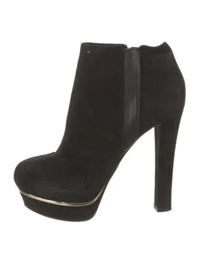 Pre-owned Le Silla Suede Chelsea Boots In Black