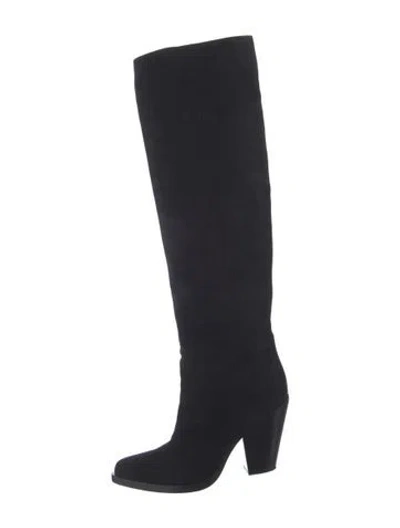 Pre-owned Le Silla Suede Crystal Embellishments Boots In Black