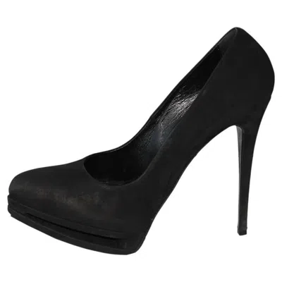 Pre-owned Le Silla Suede Décolleté Size 37 1/2 In Black